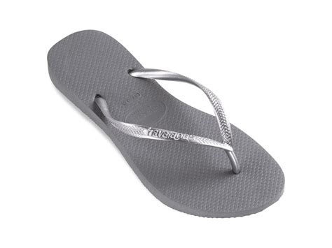 grey havaianas flip flops with silver straps slim steel grey