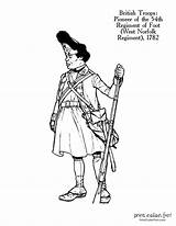 Revolutionary American Printcolorfun Uniforms Soldiers Regiment 54th Norfolk 1782 Historic Farah sketch template