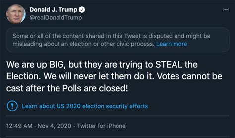 list  trump tweets flagged  misleading election results
