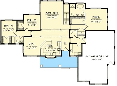 bedroom sprawling ranch home plan ah architectural designs house plans