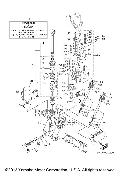 yamaha outboard  hp fja  power trim tilt assy  vans sport center