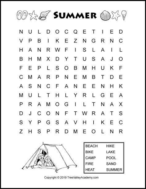 summer word search puzzles  kids