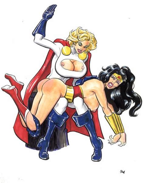 power girl and wonder woman superhero spanking and paddling