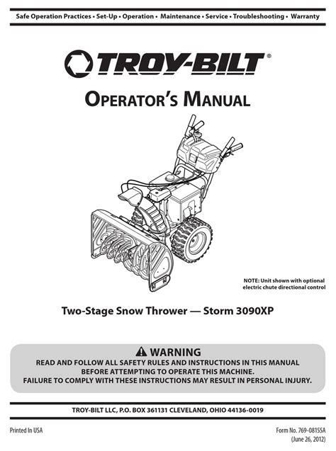 troy bilt storm xp operators manaul   manualslib