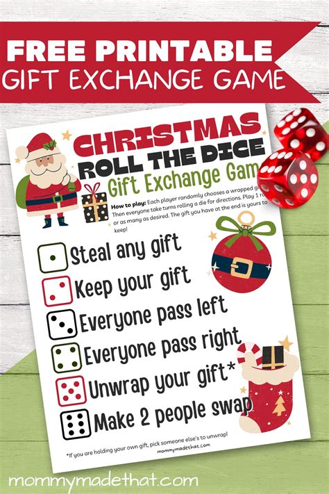 super cute printable christmas gift exchange game