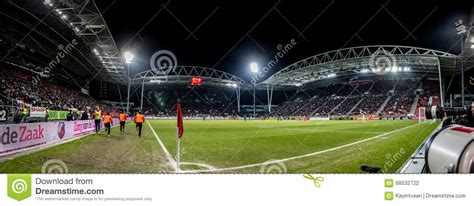 panoramic wide overview stadium galgenwaard  fc utrecht editorial photography image