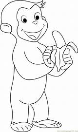 Curious George Coloring Pages Banana Drawing Eating Printable Clipart Monkey Face Kids Cartoon Color Coloringpages101 Drawings Getdrawings Print Washington Getcolorings sketch template