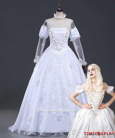 alice  wonderland cosplay white queen dress costume