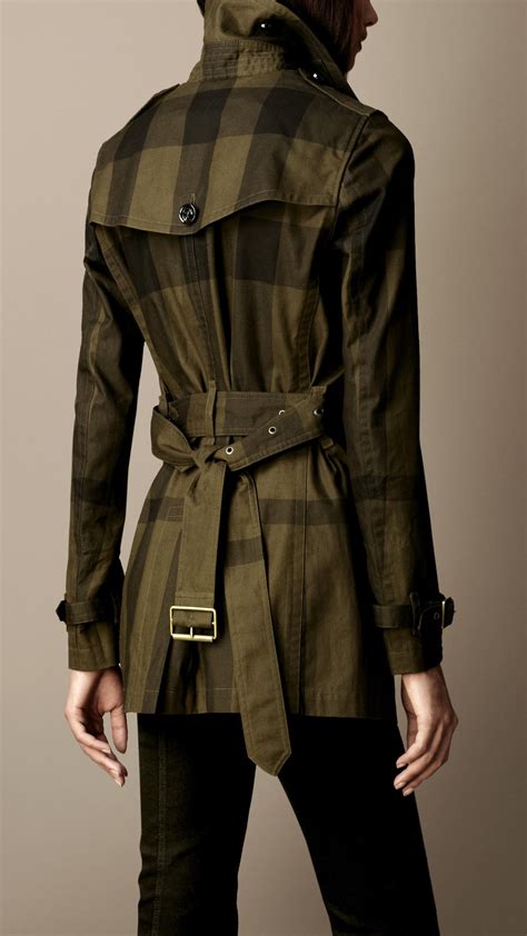 Lyst Burberry Brit Short Cotton Twill Check Trench Coat