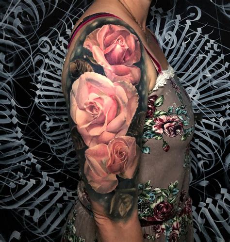 Pink Roses Half Sleeve By Nato An Artist At Ship Shape Tattoo Orewa
