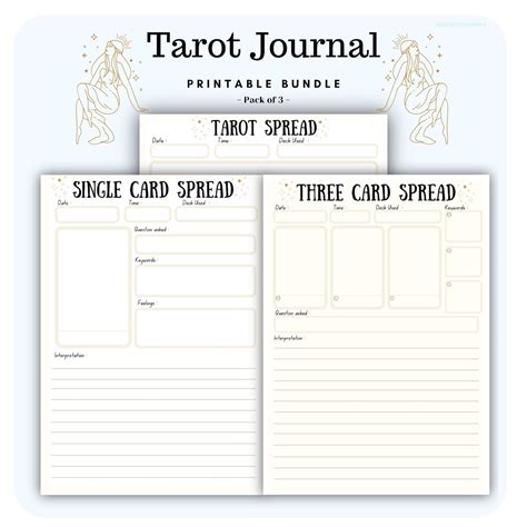 tarot journal bundle tarot journal templates tarot etsy