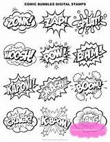 Superhero Comic Bubble Printables Clipart Party Graffiti Onomatopoeia Word Bubbles Etsy Para Pow Superhelden Decoraciones Stamps Digital Superheld Boom Zap sketch template