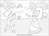 Colouring Sister Diwali Brother Playing Print Pdf  sketch template