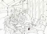Paris Cafe Drawing Sketch Terrasse Paintingvalley Drawings sketch template