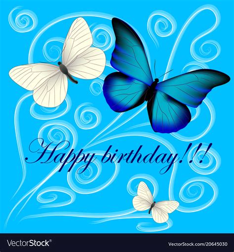 postcard   happy birthday  butterflies vector image