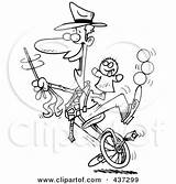 Entertainer Clipart Tricks Doing Male Toonaday Royalty Unicycle Outline Illustration Rf 2021 sketch template