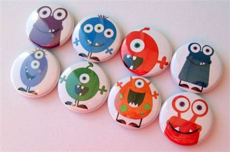 Colorful Monster Magnets 1 Inch Button By