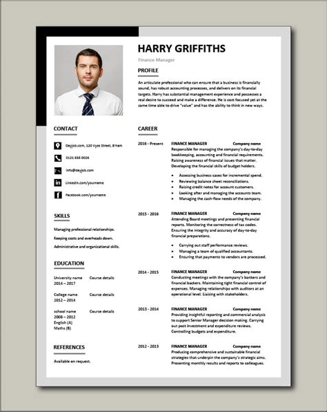finance manager resume template