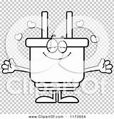 Hug Mascot Wanting Plug Loving Electric Outlined Coloring Clipart Vector Cartoon Cory Thoman sketch template
