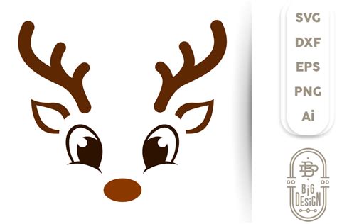 scrapbooking reindeer face svg  boy  girl vinyl deer svg matching