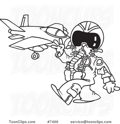 cartoon black  white  drawing   fighter pilot   jet