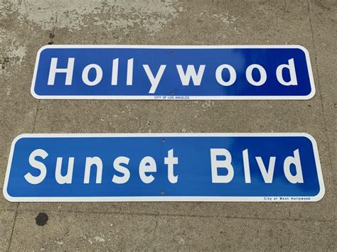 foot long original hollywood blvd street sign  stdibs hollywood