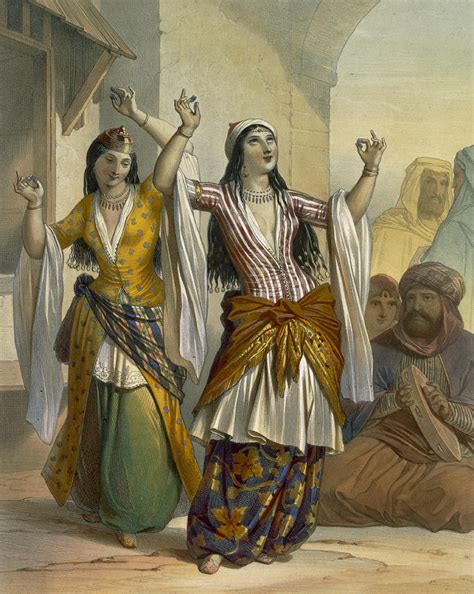 egyptian dancing girls performing drawing by emile prisse d avennes