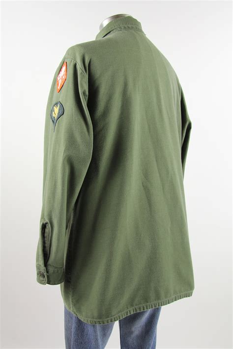 mens military shirt vintage fatigue green army button