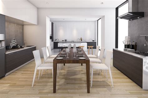 wood contemporary kitchen  dining room cgtrader
