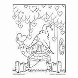 Gnome Valentine Adults Coloringbliss Crafts Gnomes Scandinavian Hearts sketch template