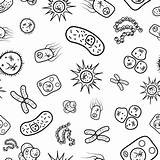 Bacteria Viruses Bacterias Germs Batteri Bakterier Senza Bacterial Biology Cuciture Microbe Bacteriological Sömlös Vit Illustrazioni Microbial Vectorial Vatten Mikroskopet sketch template