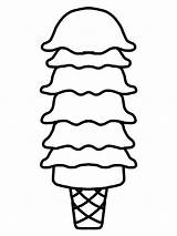 Ice Cream Coloring Pages Cone Clipart Outline Scoop Clip Template Scoops Blank Printable Drawing Rainbow Outlines Kitty Cliparts Color Sunday sketch template