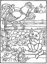 Coloring Fables Aesop Rooster Doverpublications Aesops sketch template