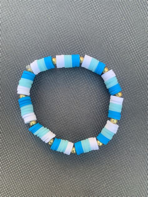 handmade blue haven clay beaded bracelet etsy uk clay bead necklace