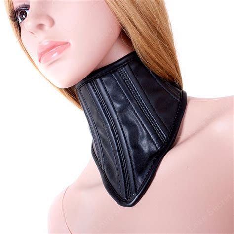 pu leather sexy black necklace erotic chastity neck collar