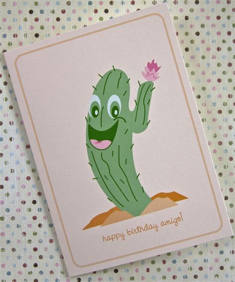 happy birthday amigo cactus card  ktcrawford  etsy