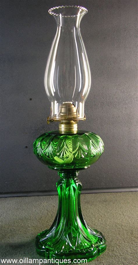 emerald green glass lamp oil lamp antiques