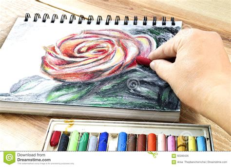 Oil Pastels Crayons Colorful Picking Art Drawing On Wood