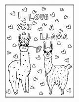 Coloring Lama Sloth Valentines Llamas Ausmalbild Sloths Colorin Valentinstag sketch template