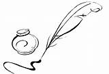 Quill Clipart Feather Ink Drawing Writing Cliparts Library Someone sketch template