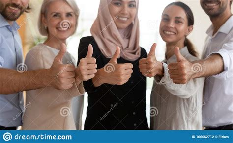 Happy Multiracial Diverse People Showing Thumbs Up Gesture