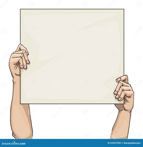 hands holding  blank sign stock vector image