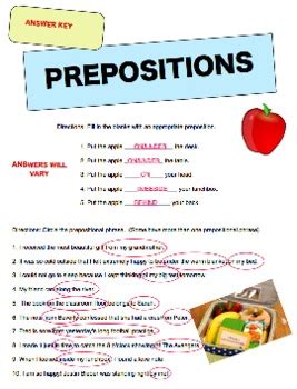 preposition  conjunction worksheet   mendez tpt