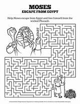 Moses Kids Bible Mazes Egypt Exodus Sunday School Escape Activity Activities Lessons Crafts Maze Red Worksheets Escapes Fun Printable Children sketch template