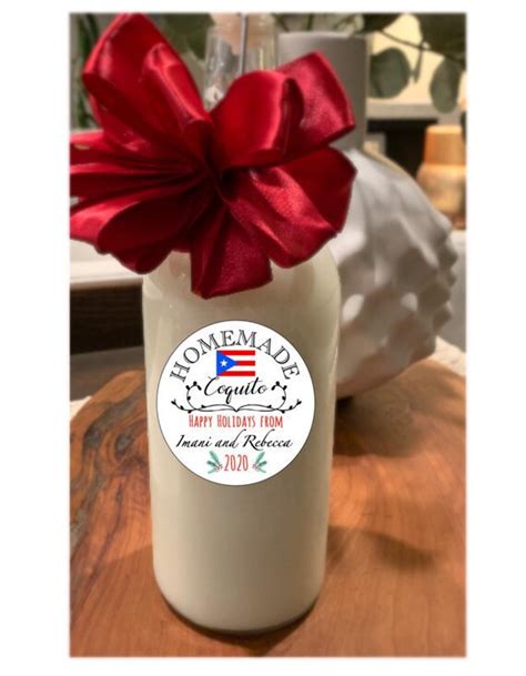 homemade coquito labels  small   large bottle labels