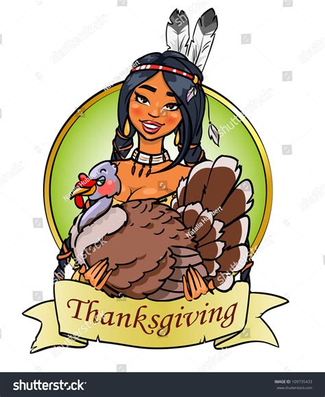 thanksgiving card logo design native american stock vector