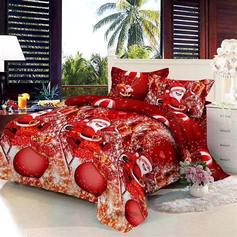christmas santa bedding set polyester  printed duvet cover pcs