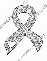 Cancer Ribbon Zentangle sketch template