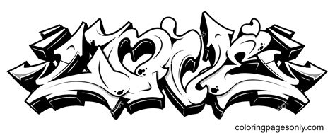 love  graffiti style coloring page  printable coloring pages