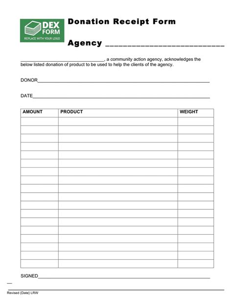 donation receipt template   documents   word  excel
